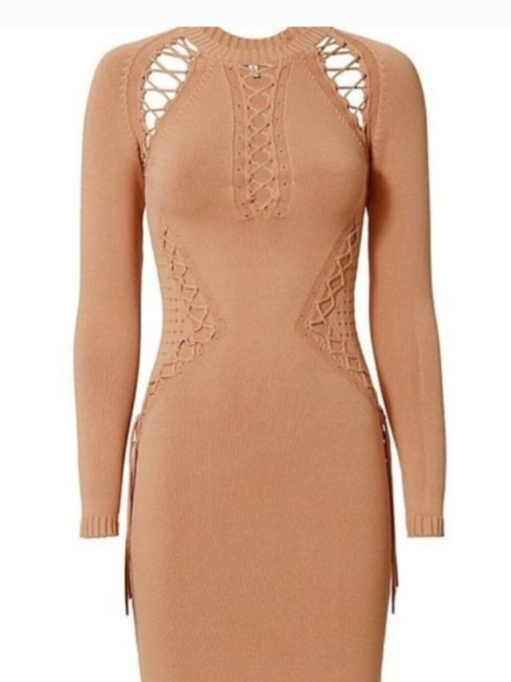 Ronny Kobo “Brighton” lace-up long sleeve knit midi dress dusty pink women’s XS